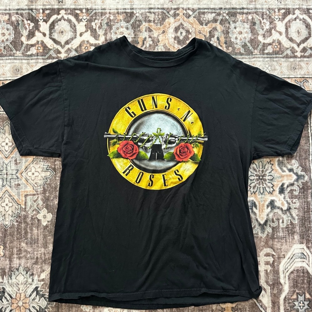 Guns N Roses Band Graphic T-Shirt Mens XL Black Short Sleeve Cotton Logo Tee